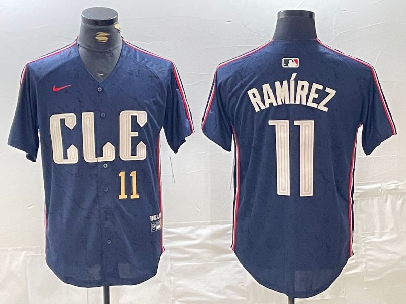 Men Cleveland Indians 11 Ramirez Blue City Edition Nike 2024 MLB Jersey style 6
